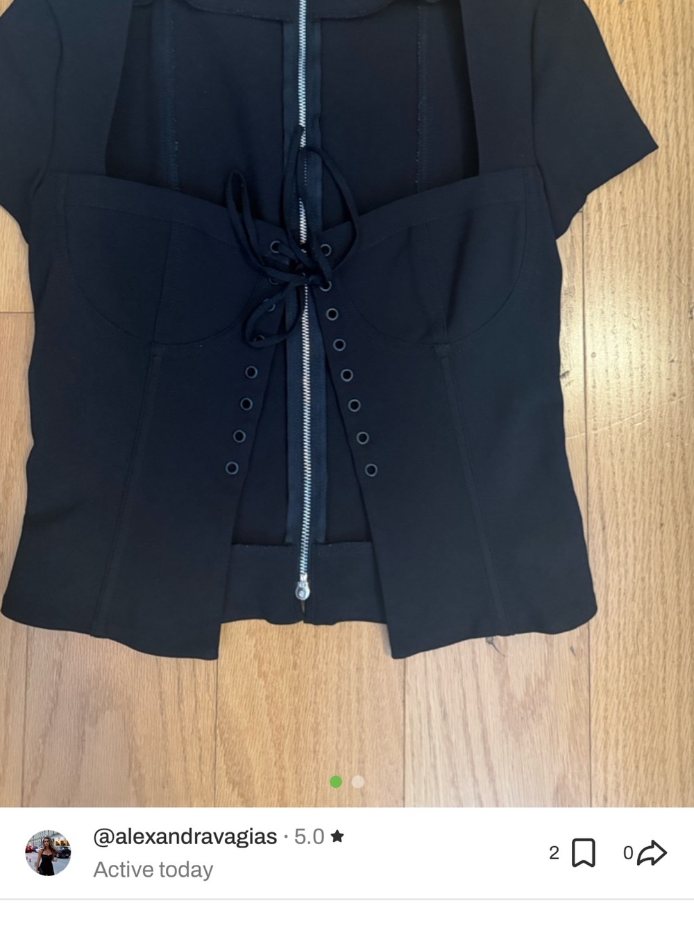 I.AM.GIA Black Lace-Up Corset Zip Front Top